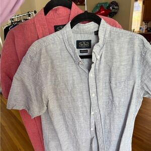 Men's Nat Nast Short Sleeve Button Up Shirts set of 2 red and light blue